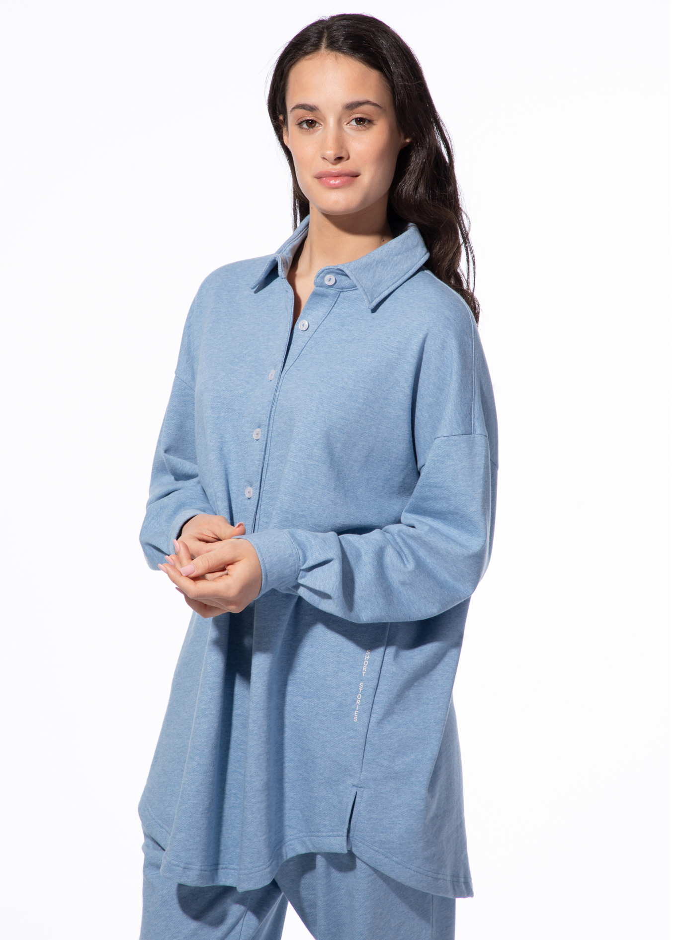 Sweat-Hemd Oversized Denim-Blau